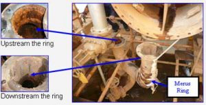 beaucoup de corrosion en amont du Anneau Merus par rapport à la conduite en aval.